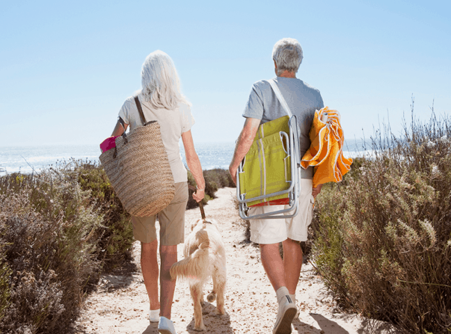 Golden Retirees Heading to Beach