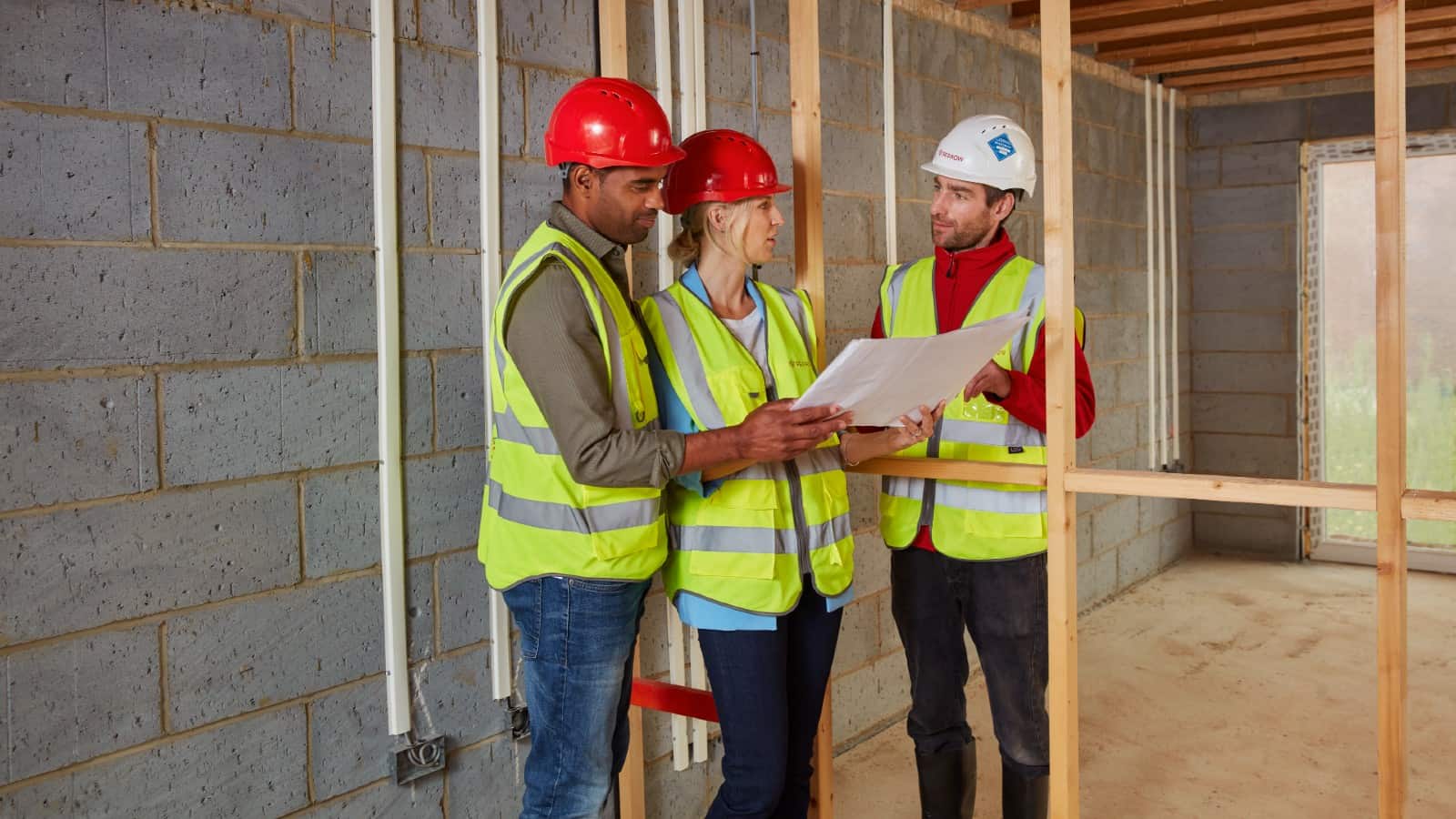 Customers being shown around a house in progress