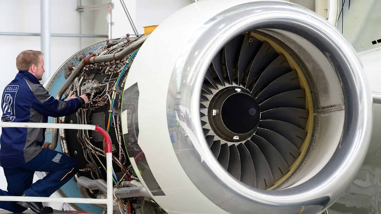 Rolls-Royce engineer working on an engine