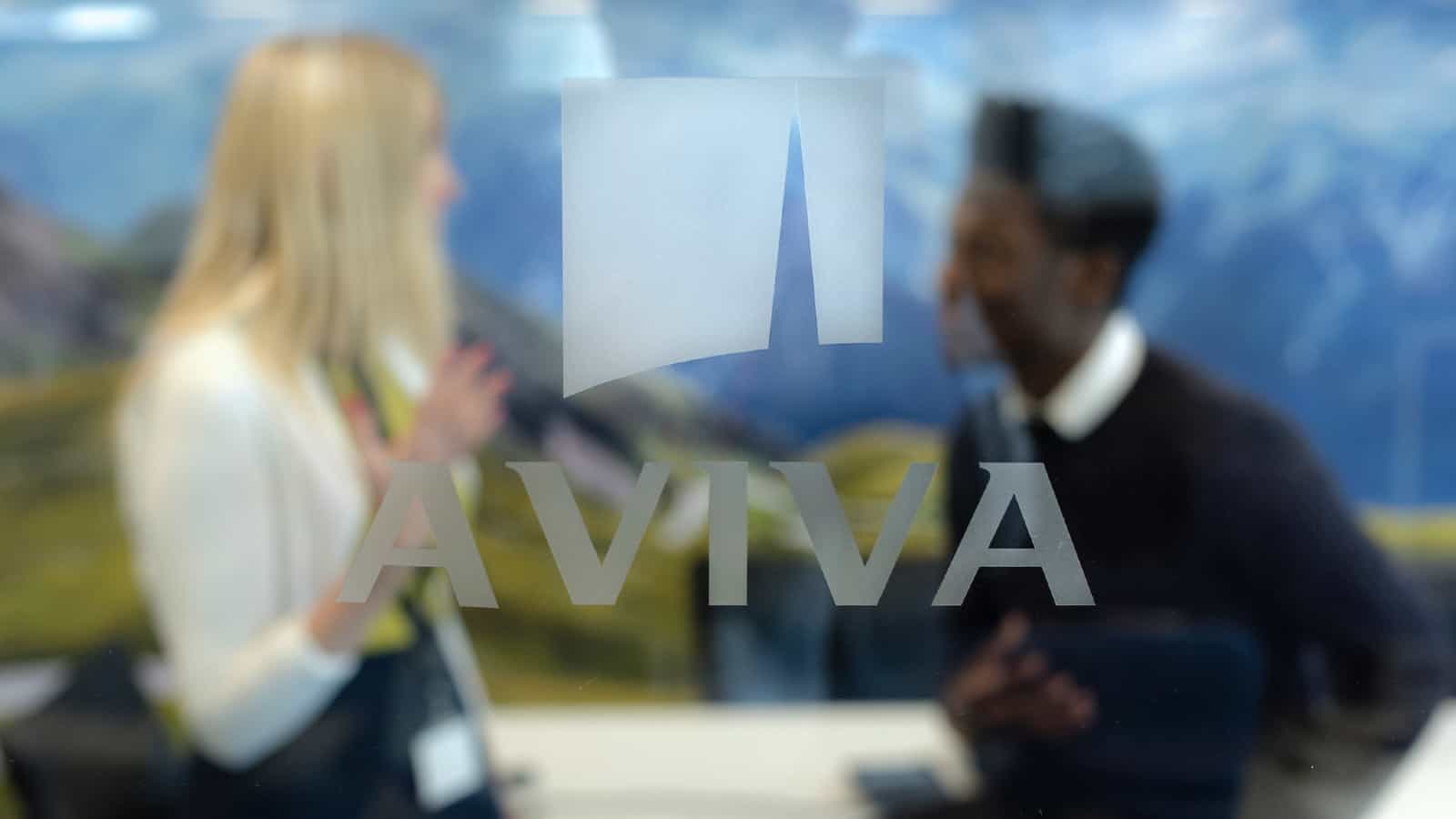 Aviva logo on glass meeting room door