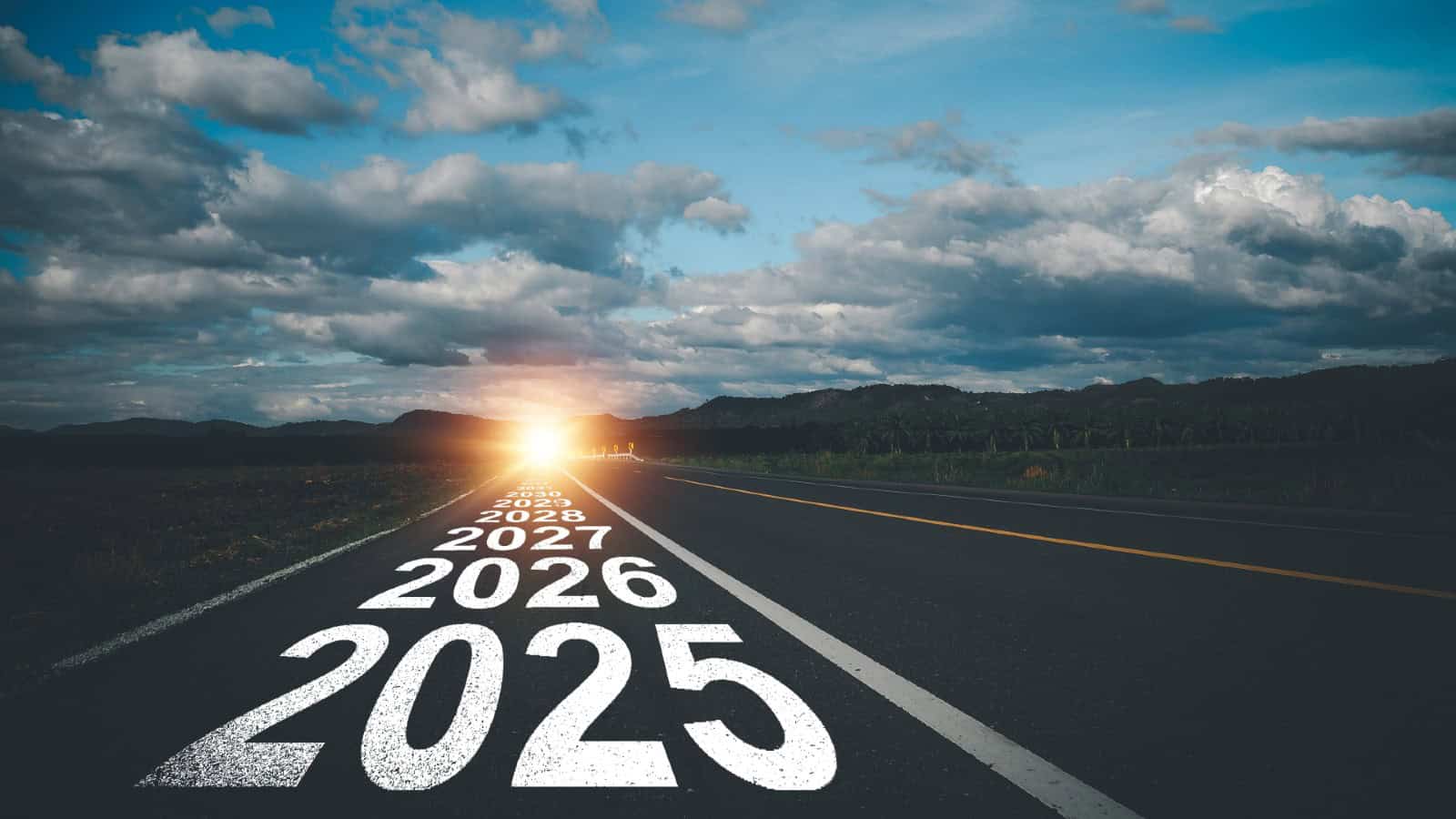 Road 2025 to 2032 new year direction concept