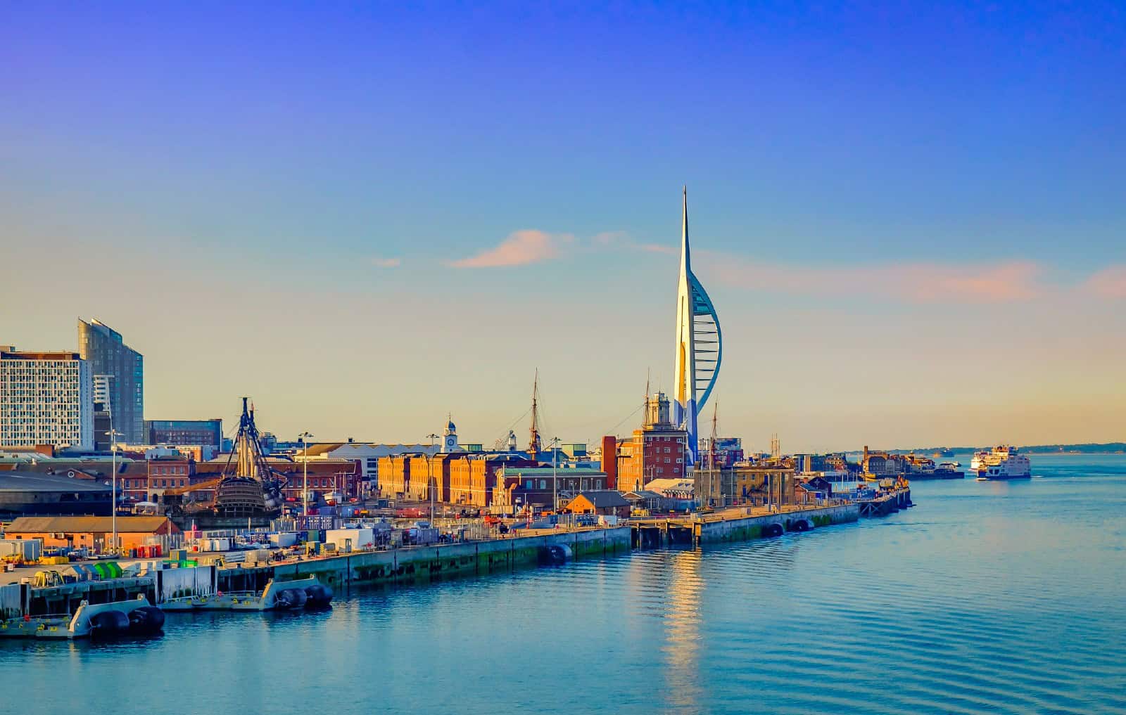 Portsmouth, England, June 2018, Portsmouth port in the late evening